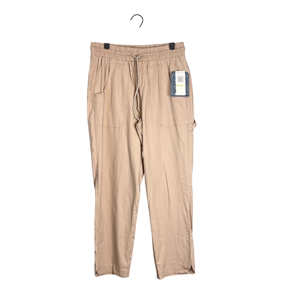 Democracy Ab Leisure High Rise Ankle Pants Size 4 Pull On Beige Khaki Crop NWT